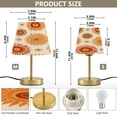 thumbnail image 2 of Tapered Desk Lamp with Antique Brass Base Table Lamps Dimmable LED Bulb Button Switch Night Light Repeating Sun Pattern Small, 2 of 8