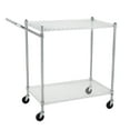 thumbnail image 1 of Chariot Utilitaire – Chariot de Rangement en Métal Robuste à 2 Niveaux avec Poignée Basse et Roues Verrouillables – Tablettes en Acier Ajustables pour Bureau, Cuisine, Entrepôt – Lot de 1, 1 of 7
