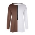 thumbnail image 4 of ATOYSOY Women's Fashion Color Block Pullover Workout Long Sleeve Tees Fall Winter Retro Half Zipper Sweatshirts Outwear Casual Shirts Loose Tops Brown XL, 4 of 5
