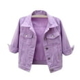 thumbnail image 2 of LISTHA Cropped Denim Jacket for Women 3/4 Sleeve Plus Size Casual Lapel Jean Jackets Lightweight 2025 Cropped Coats Purple S, 2 of 5