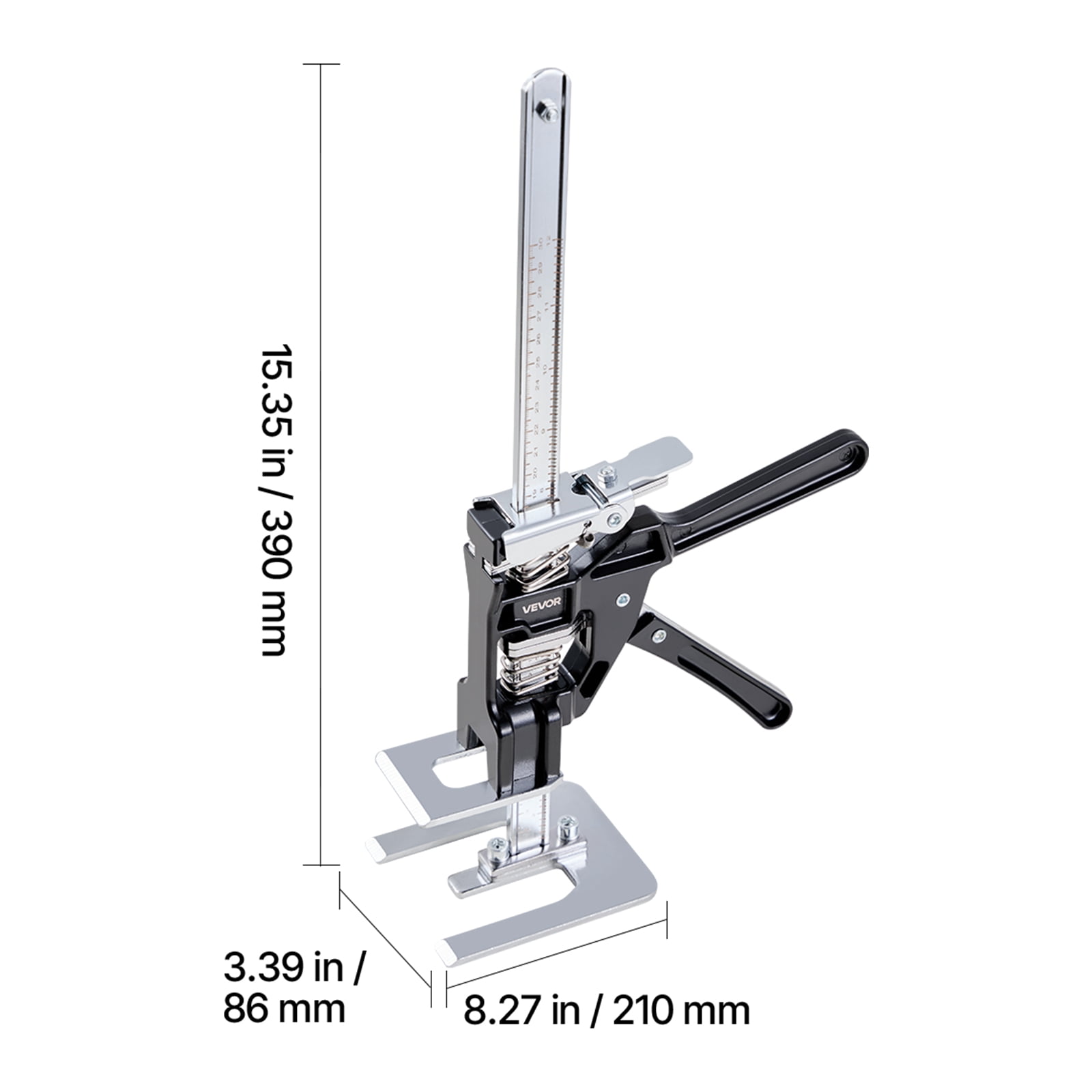 VEVOR Labor Saving Arm Jack, 2 PCS 440 lbs Bearing Capacity, Lifting up to 9.3", Metal Hand Lifting Jack Tool with Magnetic Level, 2 Adjustment Modes, for Door, Window, Furniture, Woodworking, Black