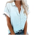 thumbnail image 2 of mfyjkho Tops Para Mujer, Blusa Informal De Manga Corta Con Botones Y Bolsillo Para Mujer, Cómoda Y A La Moda Tops De Tallas Grandes Xxxxl, 2 of 5