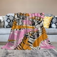 thumbnail image 2 of Creowell Cute Tiger Animals Throw Blanket Super Soft Warm Bed Bedding Blankets for Couch Bedroom Sofa Office Car, All Season Cozy Flannel Blanket Gifts for Teens Adults 50x60in, 2 of 6