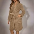 thumbnail image 2 of purcolt Women's Robe Long Plush Soft Bathrobe Soft Comfortable Jacquard Shawl Collar Sleepwear Robes with Pockets and Belt, 2 of 4