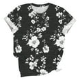 thumbnail image 4 of HONHUZH Womens Shirts Clearance 2025 Summer Tops Floral Graphic Crew Neck Blouse Short Sleeve Plus Size, 4 of 5