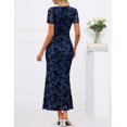 thumbnail image 3 of Merokeety Womens Summer Dresses Square Neck Mesh floral Graduation Maxi Dress Navy xl, 3 of 5