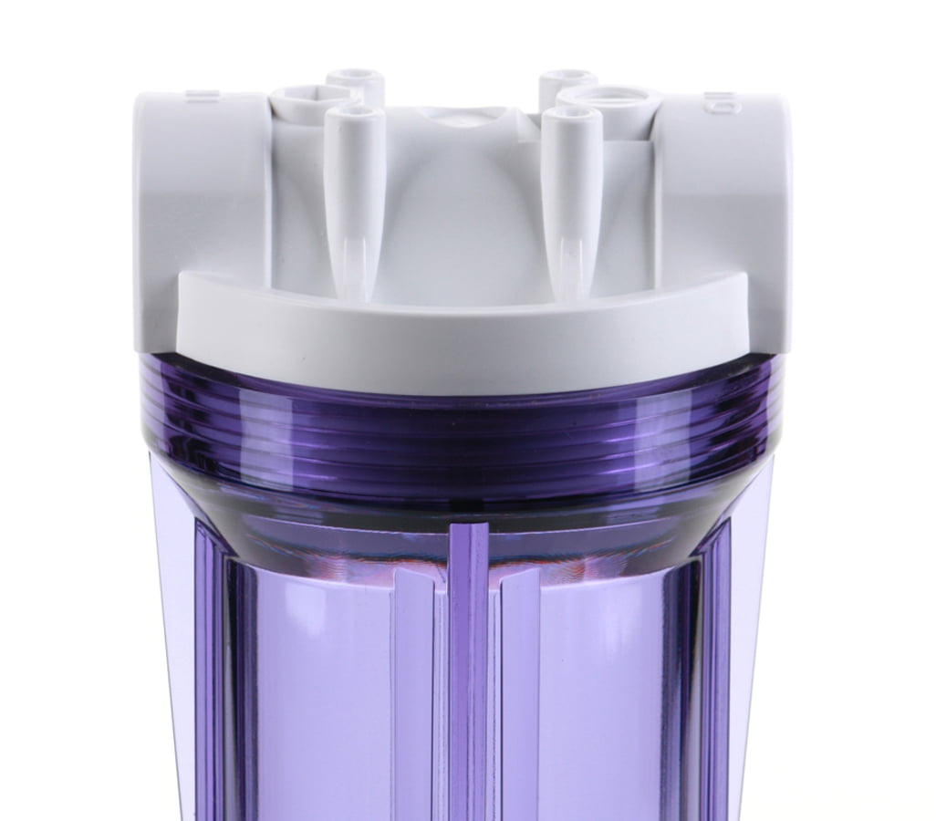 Hydronix HF3-10CLWH38, 10" Clear Housing with White Rib Cap For RO & Filtration Systems, 3/8" Ports