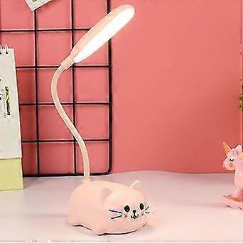 Kids Lamp, LED Desk Lamp for Kids, Cute Cat Lamp Kawaii Desk Accessories, Flexible Gooseneck Eye-Care Cartoons Small Desk Lamp Girls Gifts (Pink)