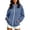 Blue, variant on Womens Raglan Sleeve Full Zip Hoodie Fleece Knit Drawstring Hood Front Kangaroo Pocket Loose Fit Solid Color Anti Pilling Casual Sweatshirt Jacket Top