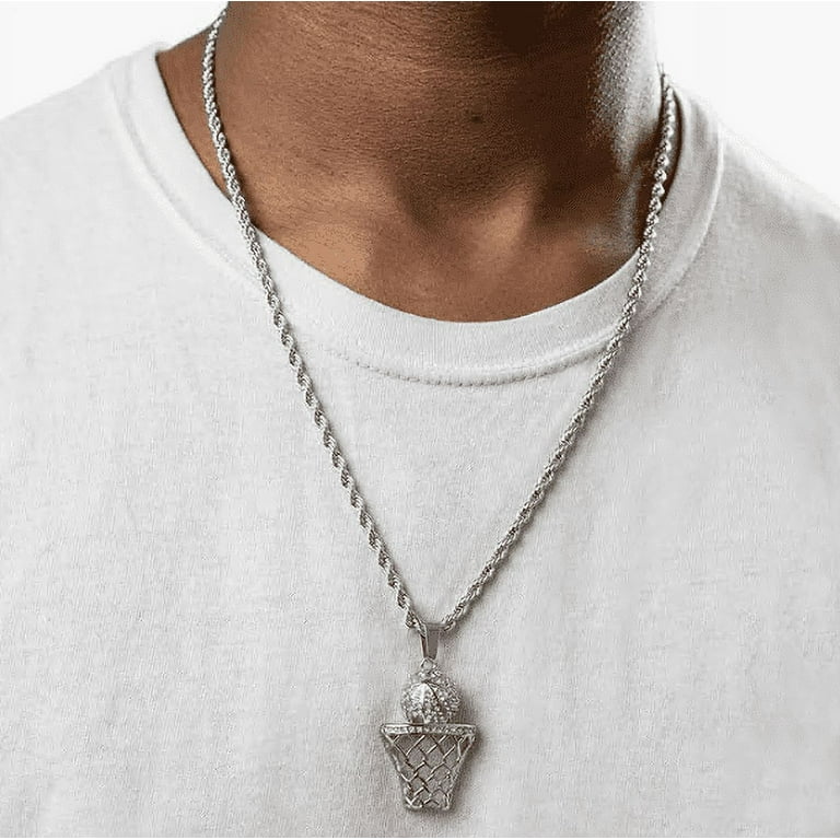 Iced out basketball hoop on sale pendant & chain