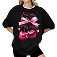 thumbnail image 2 of Bovemsi Bow Cherries T Shirt Women Tops Clean Girl Aesthetic Shirts Casual Summer Short Sleeve T Shirt, Multi-Color Women's Summer Short Sleeve T-Shirts, 3XL, 2 of 4