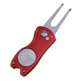 thumbnail image 1 of 1PC Foldable Metal Golf Turf Repair Tool With Magnetic Ball Marker And Pop-Up Button For Golf Green Fork Golf Tool Red, 1 of 6