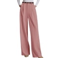 thumbnail image 3 of Womens Wide Leg Dress Pants Business Casual Flowy Work Palazzo Pants High Waisted Slacks Trousers Pink L, 3 of 10