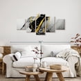 thumbnail image 2 of Elephant Stock Gold Foil Abstract Wall Art - Horizontal Multi Panel Canvas - Living Room Wall Decor - Abstract Multi Panel - Black And Gray Decor - 55" x 24", 2 of 8