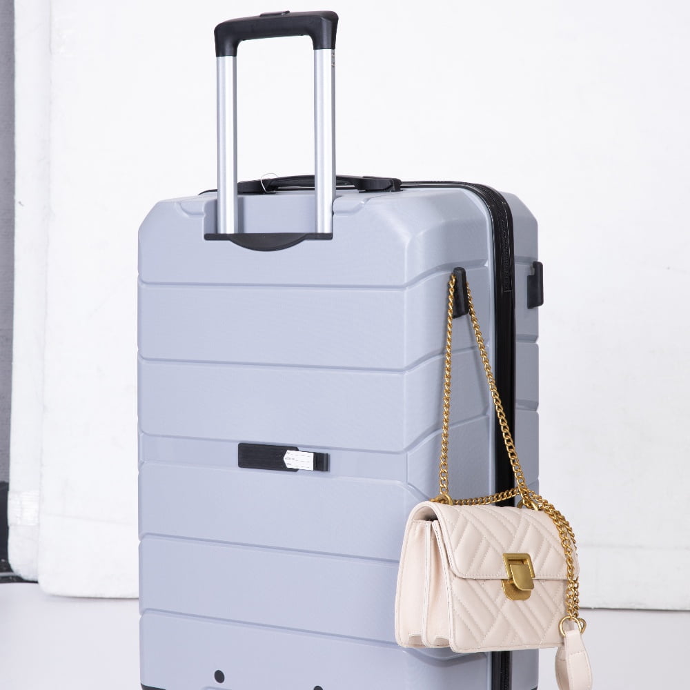 Yougu 3-Piece Hardside Carry-On Luggage Set, 20" 24" 28", Unisex, Silver