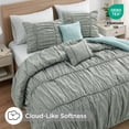thumbnail image 6 of Regency Heights King Comforter Set 5 Pieces, Green Plaid Ruched Design with Decorative Pillows, Soft Microfiber Bedding Sets for All Seasons, 6 of 8