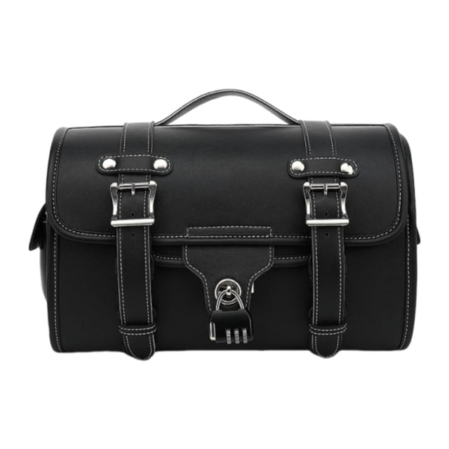 S SERENABLE Motorcycle Tail Bag Multifunctional PU Leather Smooth Zipper Rear Rack Trunk Black