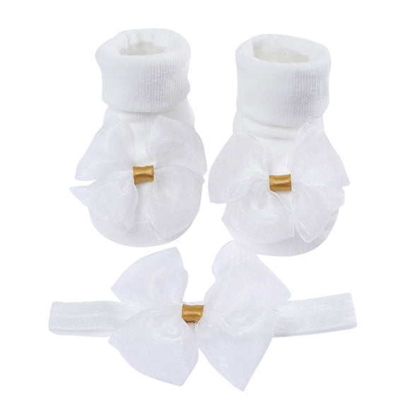 TBWNWG Baby Socks with Non- Sole and Matching Hair Bow for Toddlers and Young Girls,Sizes 0 Months