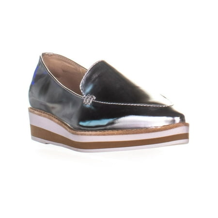 Womens DKNY Seaport Platform Wedge Loafers, Specchio Silver