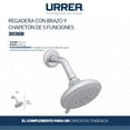 thumbnail image 2 of URREA 3036B Regadera de cebolla con 5 Funciones con Brazo y Chapetón, Acabado Cromo, 2 of 10