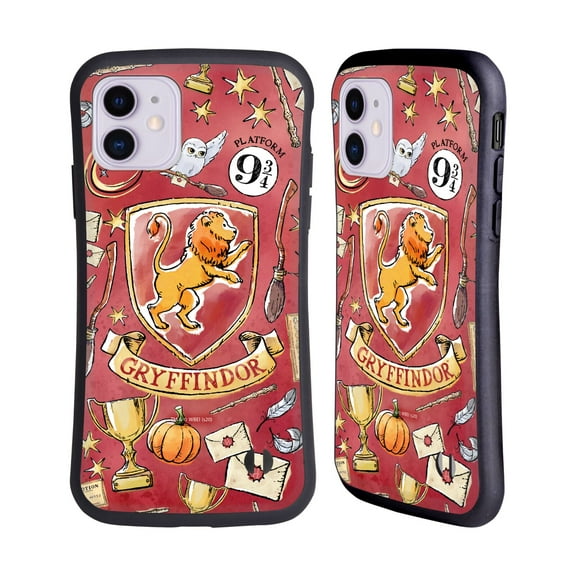 Head Case Designs Officially Licensed Harry Potter Deathly Hallows XIII Gryffindor Pattern Hybrid Case Compatible with Apple iPhone 11