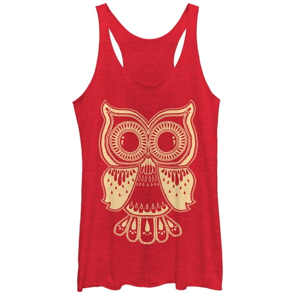 Women's Lost Gods Innocent Owl  Racerback Tank Top Red Heather X Large