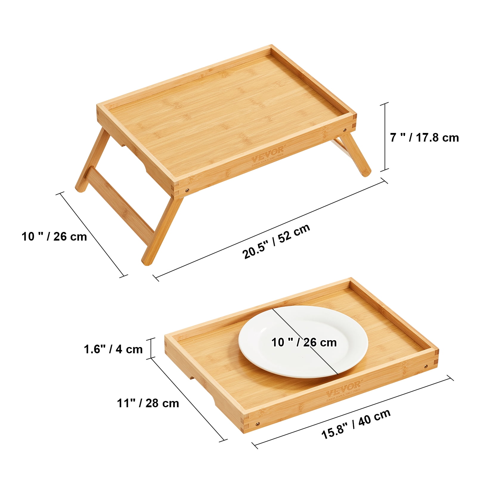BENTISM Bamboo Bed Tray Breakfast Serving Table Laptop Desk with Foldable Legs