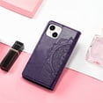 thumbnail image 3 of SaniMore for iPhone 15 Plus 6.7" 2023 Wallet Case with Embossed Mandala PU Leather Flip Protection Wrist Strap Credit Card Holder Pocket Kickstand Shockproof Case for iPhone 15 Plus, Purple, 3 of 7