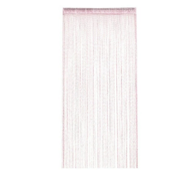 Pink Metallic Thread Beaded Curtain, Tassel Partition Door Curtain, Polyester Fabric With Shimmering Ribbons For Room Divider And Window Decor, 39X79In