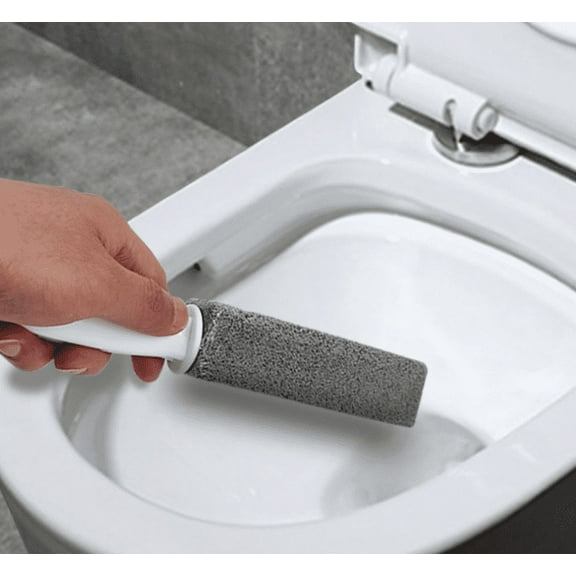 Pumice Cleaning Stone for Ceramic Fixtures, Natural Pumice Hard Water Stain Remover with Strong Plastic Handle, Extra Long for Safe & Easy Cleaning, Replaceable Cleaning
