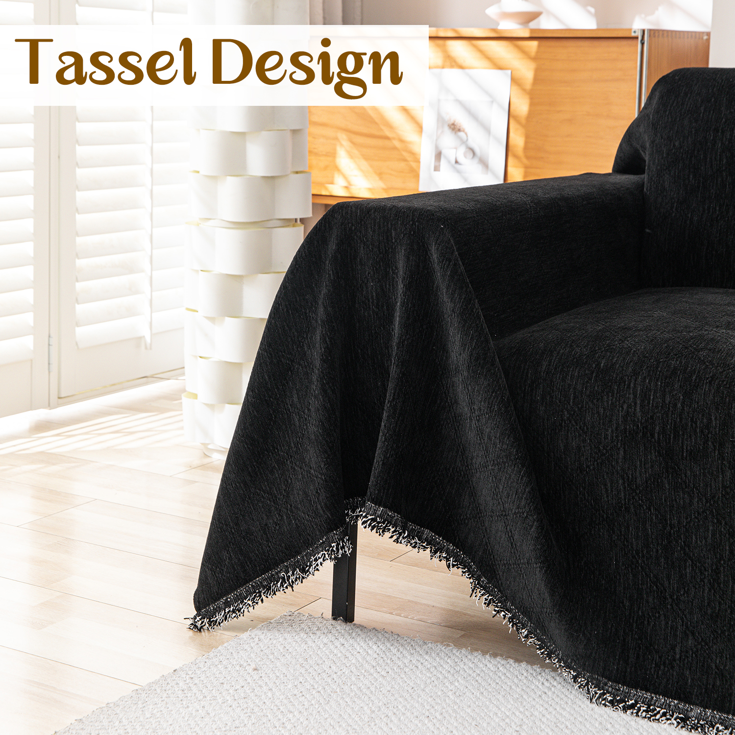 Jessy Home Sofa Cover Slipcover Couch Cover Protector Durable Multi-Function Furniture Cover for Pets Dogs Cats Home Decor Sofa Covers for Living Room 71"x 150"Black