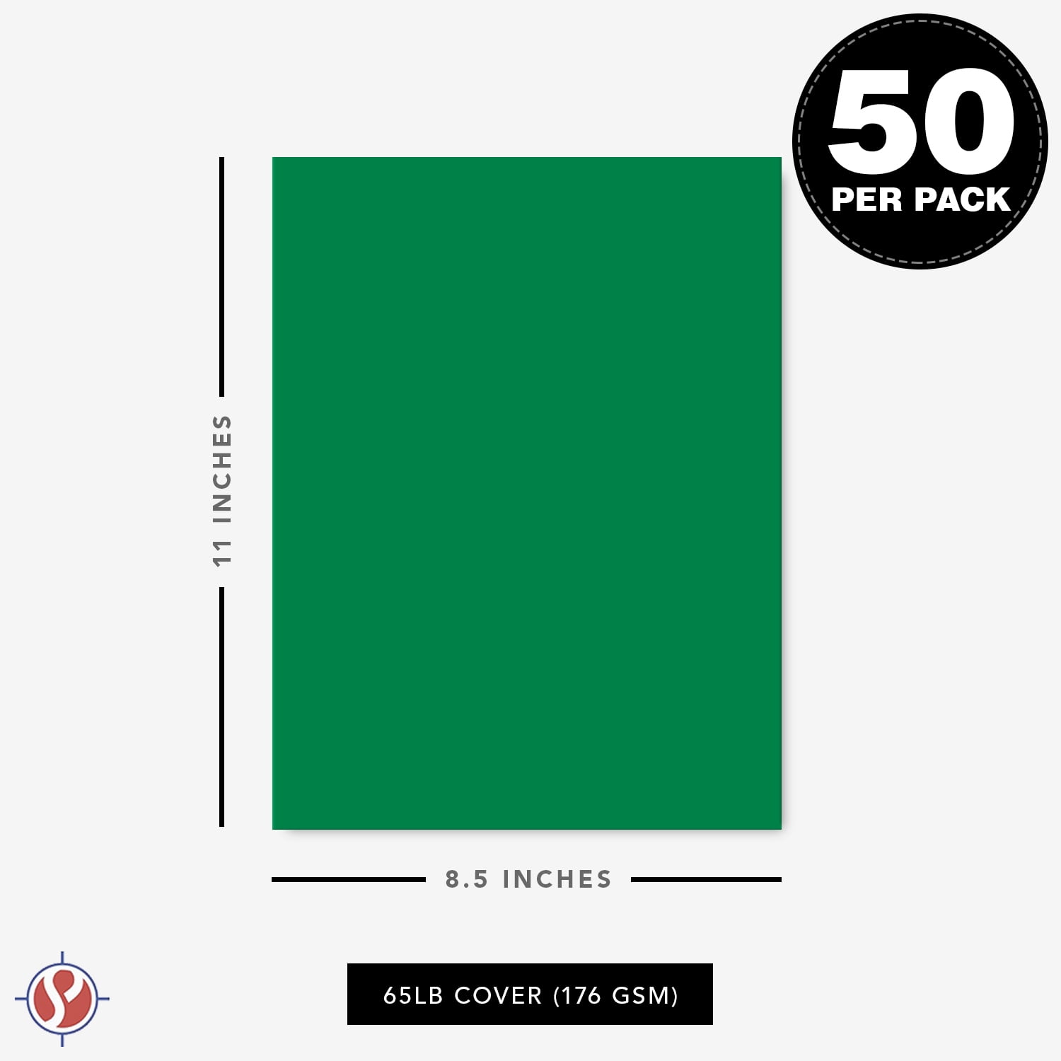 Bright Color Card Stock Paper, 65lb. 8.5 X 11 Inches - 50 Sheets - Green