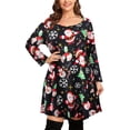thumbnail image 1 of Bellella Robe de Noël pour Femmes Grande Taille Imprimé Flocon de Neige Robe de Noël Longueur Genou Manches Longues Col Rond Ample Élément Femme E TG, 1 of 3