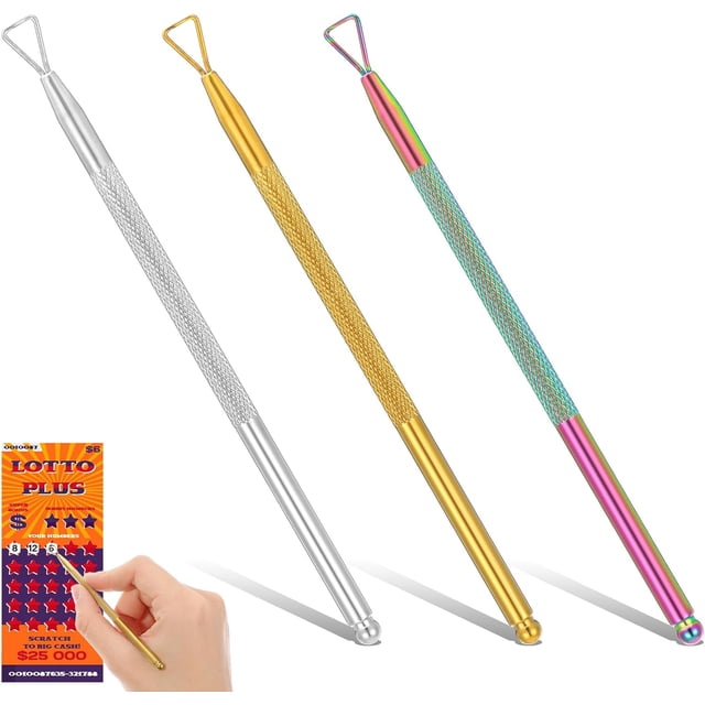 3 Pcs Lottery Ticket Scratcher Tool, Metal Scratch Off Tool Lottery Scratcher Tool Lottery Ticket Holders Multi-Use Lotto Scratcher Tool Save Arthritic Hands for Lottery Ticket Stickers Labels