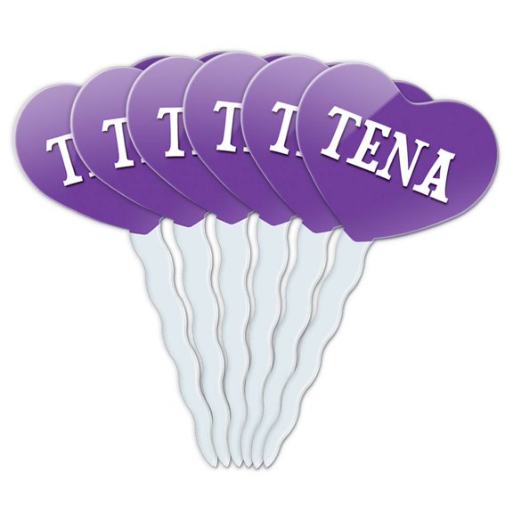 Tena Heart Love Cupcake Picks Toppers - Set of 6