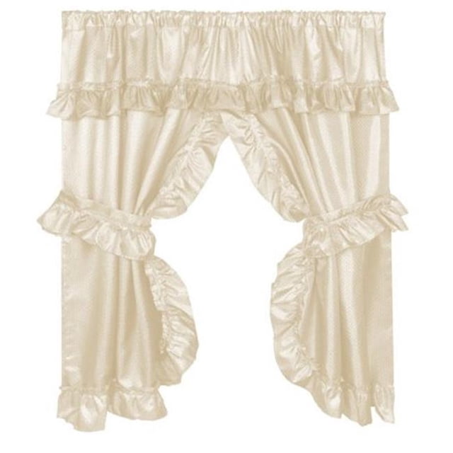 Carnation Home Fashions FWCD-L-08 70 x 45 in. Lauren Window Curtain with Ruffled Valance, Ivory