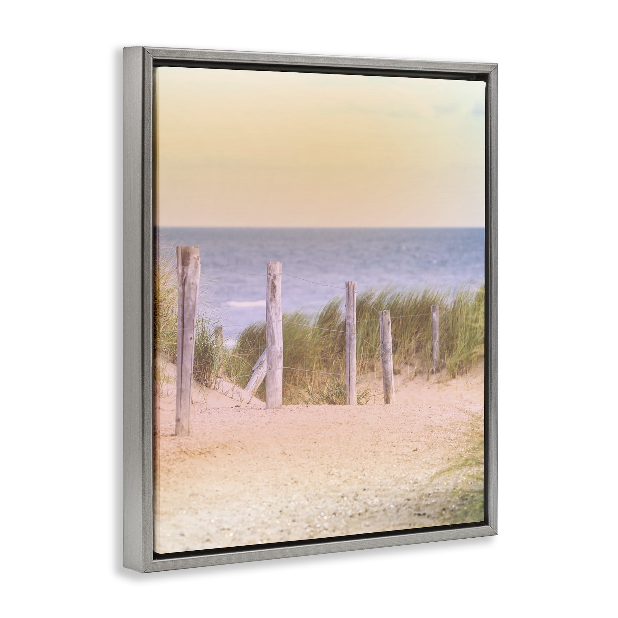 Stupell Industries Carefree Beach Vacation Gray Framed Floater Canvas Wall Art, design by Marcus Prime