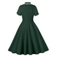 thumbnail image 5 of Kaemgyyd 1950s Vintage Dress for Women Short Sleeve Style Cocktail Flowy a Line Dresses Lapel Solid Color Casual Outfit, 5 of 6