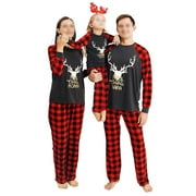 Paille Christmas Family Matching Pajamas Set Deer Plaid Sleepwear for Women Men Kid Baby