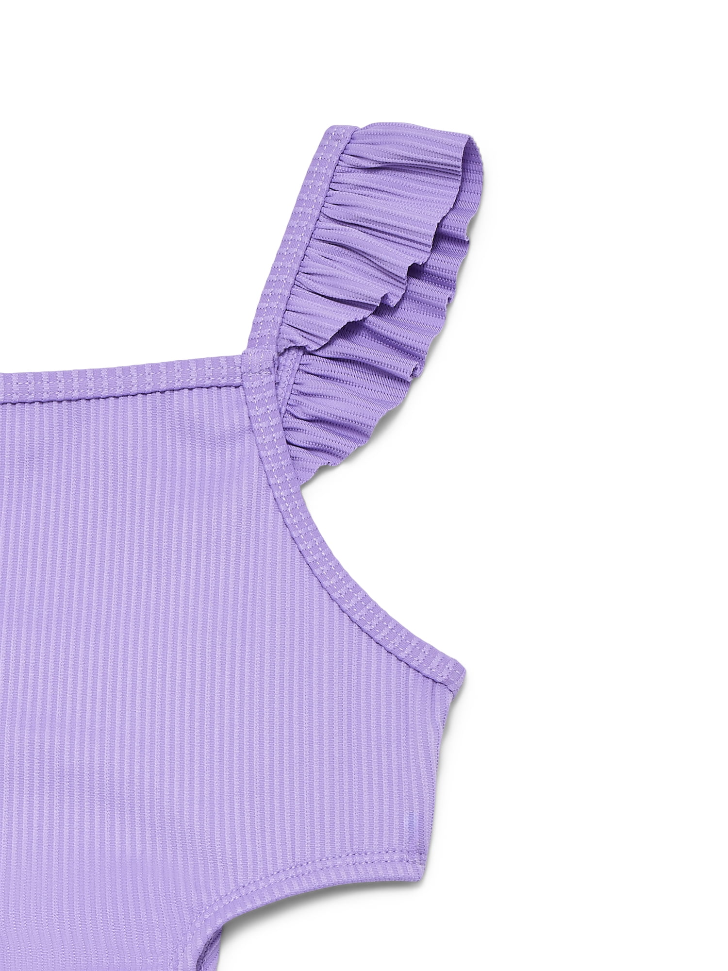 Wonder Nation Girls Cutout Rib Knit One Piece Swimsuit with UPF 50, Sizes 4-18 & Plus