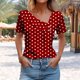 thumbnail image 4 of Camisetas de Manga Corta para Mujeres Casual, Camiseta con Botón Impreso a Damas para Diario, Espectáculo Y Fiesta, 4 of 6