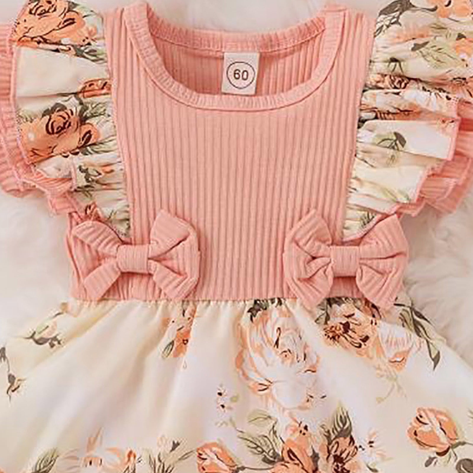 Staki Baby Girls Romper Dress Newborn Baby Girl Summer Dress Ruffle Sleeveless Floral Embroidery Romper Dress Headband Beautiful Clothes Set 0-18M(Pink,9-12 Months)