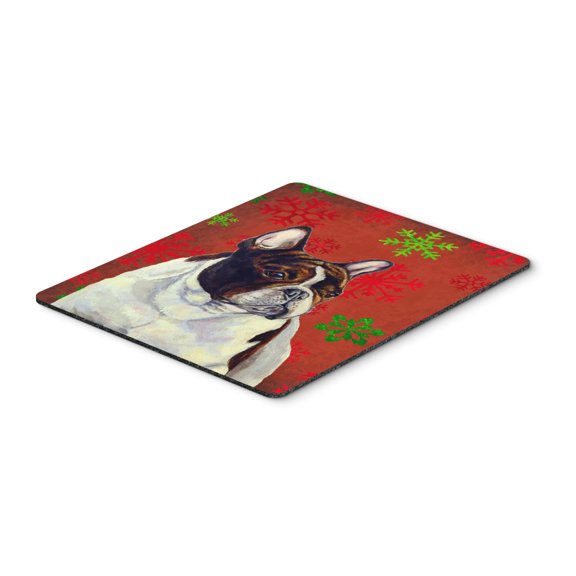 Carolines Treasures LH9337MP "French Bulldog Red and Green Snowflakes Holiday Christmas Mouse Pad Hot Pad or Trivet"
