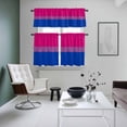 thumbnail image 5 of Color Stripes Kitchen Curtains Valances and Tiers Set of 3 Pink Purple Navy Blue Striped Abstract Lines Tier Curtains and Valance with Rod Pocket for Small Windows, 27.5"x24", 5 of 9