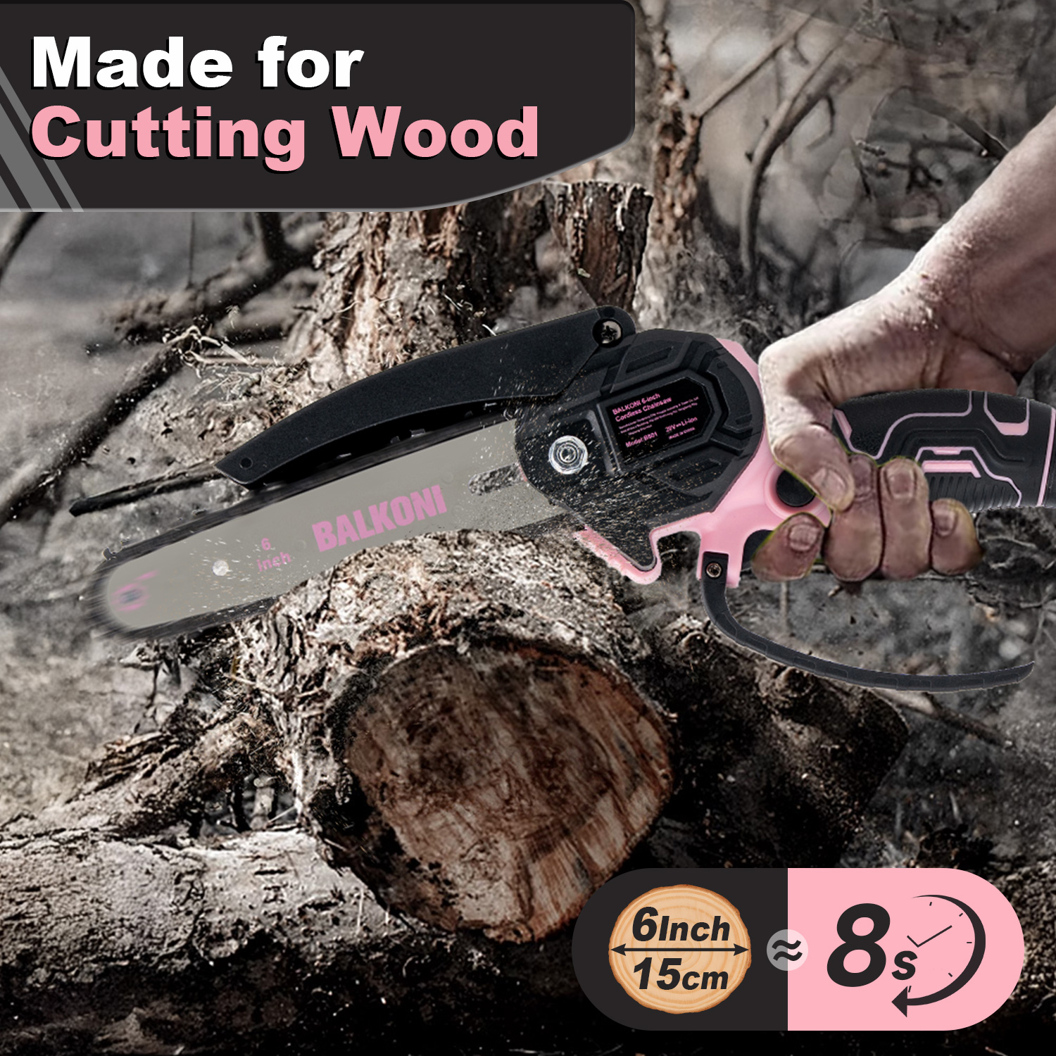 6 Inch Mini Cordless Electric Chainsaw Battery Powered,  For Wood/Trees Trimming