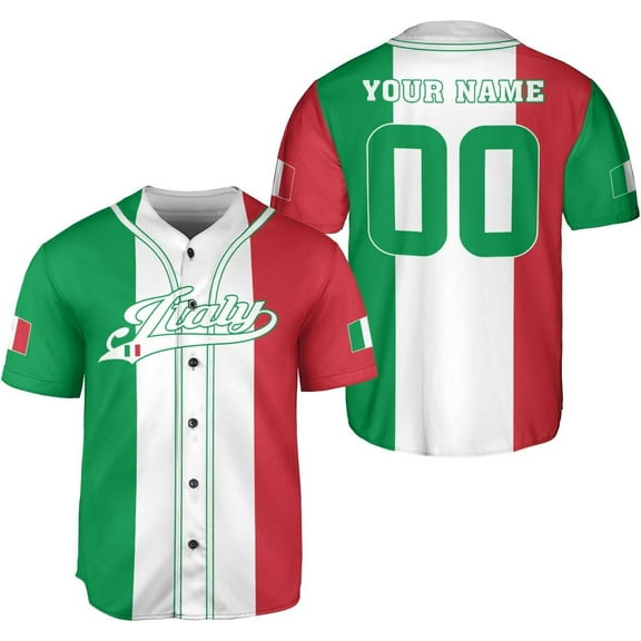 Personalized Italia Jersey, Italian Soccer Shirt Baseball Italia Pride Flag Jersey Men Women Flag Italy Shirts (S)