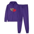 thumbnail image 2 of Womens Sets 2 Piece Outfits Long Sleeve Hoodies Tops Pants Jogger Sweatsuit Casual Heart Print Sweatshirt Oversized Hooded (Purple L）, 2 of 6