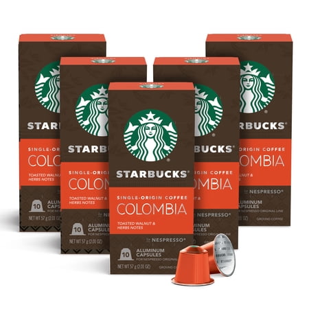 Starbucks By Nespresso Original Line, Single-Origin Colombia, Medium Roast Coffee, 50-Count Espresso Pods Packaging May Vary