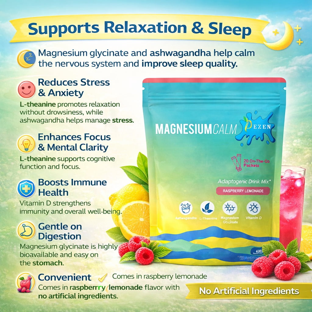 Calm Magnesium Powder Drink Mix for Stress Relief & Better Sleep – Natural Calm Supplement, Raspberry Lemon, Pack 2