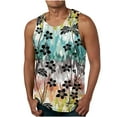 thumbnail image 2 of Xysaqa Men's Floral Hawaiian Tank Top, Novelty Funny Graphic Casual Sports Tees, Sleeveless Beach Shirt (Available in Big & Tall) M-6XL, 2 of 5